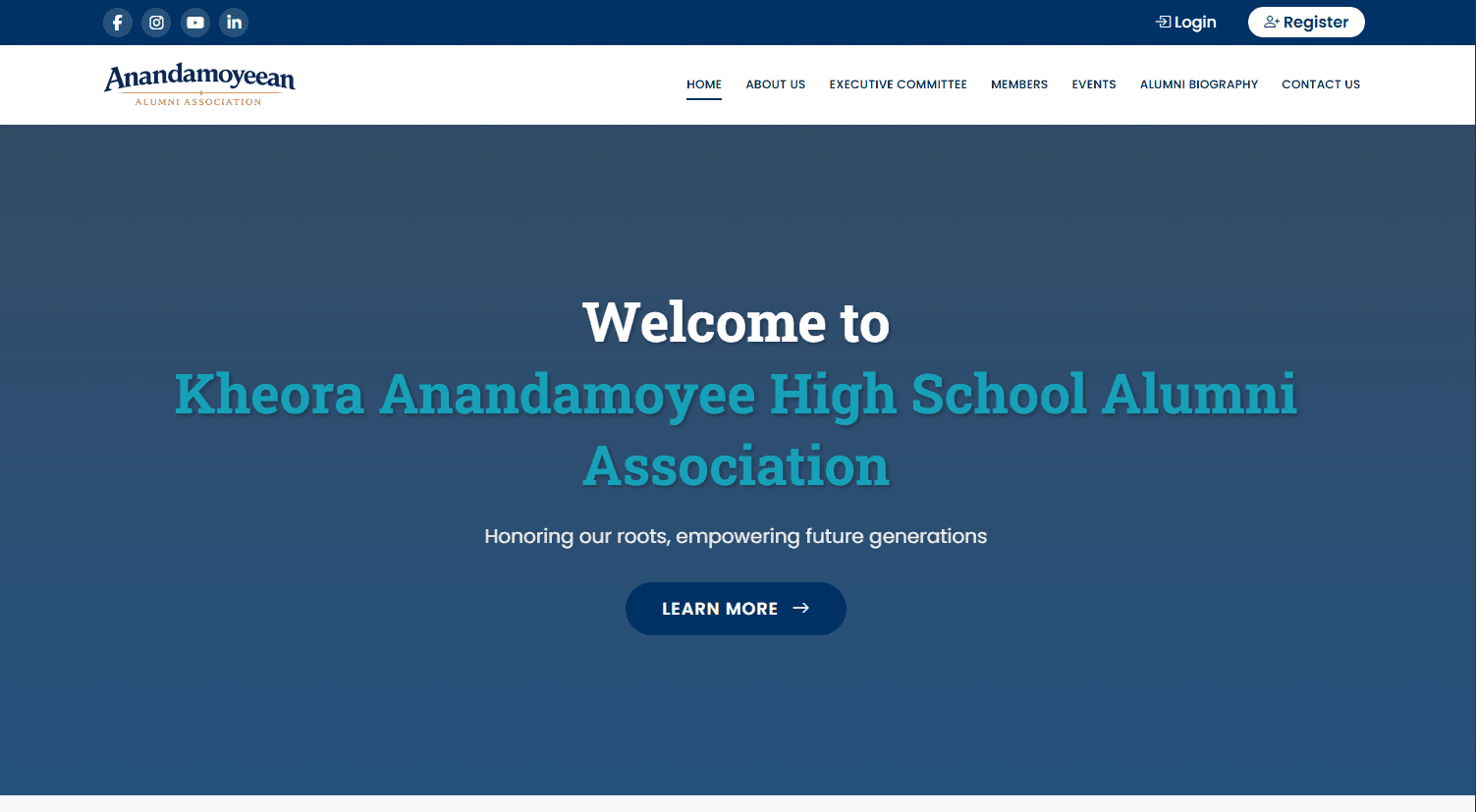 Anandamoyeean Alumni Association - Management Platform - Project screenshot