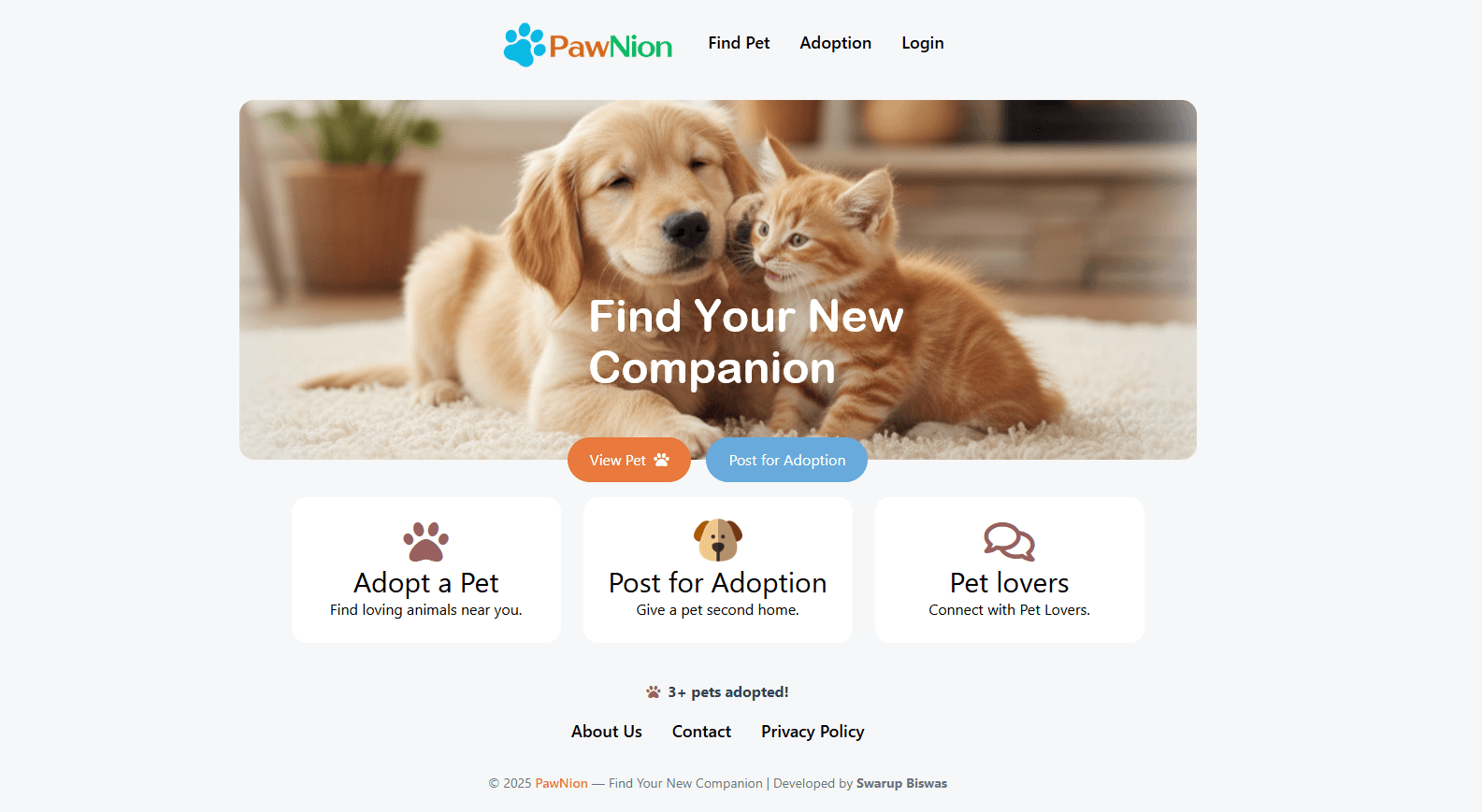 PawNion - A Pet Adoption Platform (PHP & MySQL) - Full Stack Web Development Project